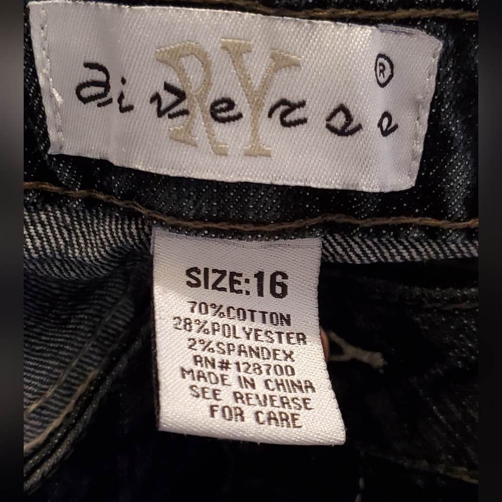 Ry Aizerse Jeans Sz 16 Womens Bootcut 2 Toned Dark Wash Crystal Embellished - Picture 8 of 9
